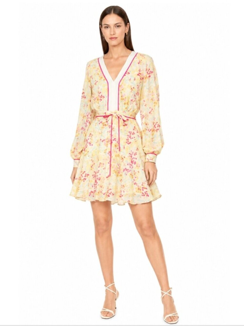 NWT Reiss Molly Floral Puff Long Sleeve Mini Dress